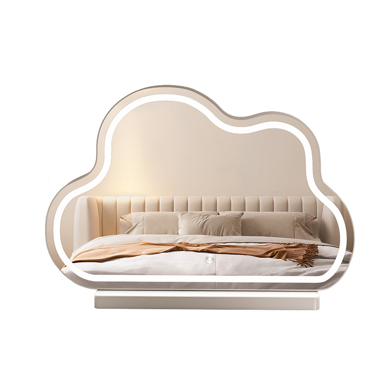 Simple desktop lighted vanity mirror with light LED vanity mirror Internet celebrity smart mirror large desktop smart cloud mirror