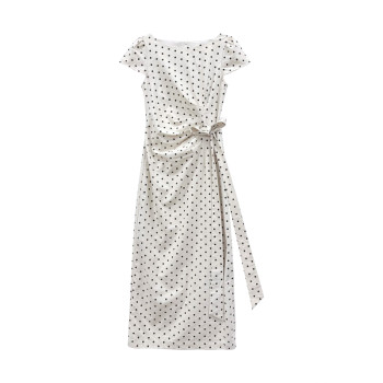 Chestnut xixi man cup bo crisp 2 gentle hem slit short sleeve polka dot suspender dress long skirt for women