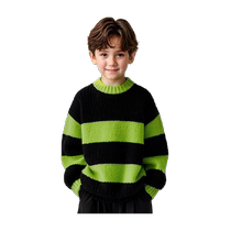 Boys and girls sweaters thickened knitted sweaters childrens autumn and winter clothing 2024 new boys and older childrens winter striped sweaters