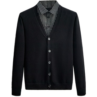 Knitted cardigan fake two-piece sweater men's shirt collar casual