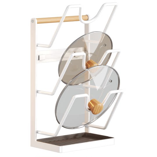 Wall-mounted hole-free, space-saving pot lid holder