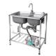 Thickened stainless steel sink with double slots for home use