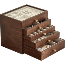 Wooden jewelry box storage box high-end and exquisite wedding gift hand jewelry earrings necklace large capacity drawer