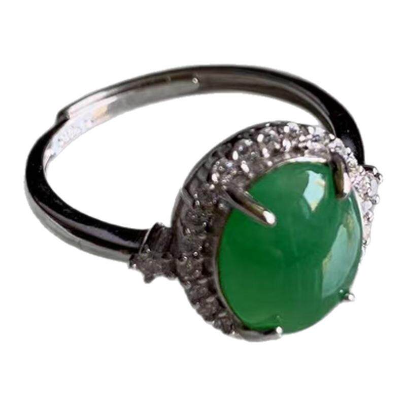 Myanmar A goods jade egg green 10/8.5/3mm