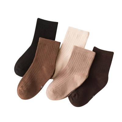 5 pairs of children's socks Japanese and Korean retro color cotton socks ins trendy classic all-match boys and girls socks spring, autumn and winter socks