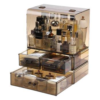 Cosmetic storage box with dustproof large capacity can be stacked