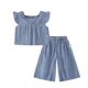 Girls summer clothes new baby summer vest two-piece set children's cotton clothes wide-leg pants big children's denim suit