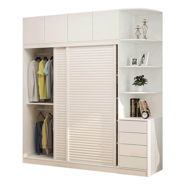 Solid wood ecological board thickened back panel sliding door wardrobe