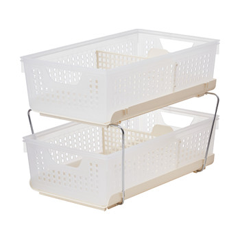 Detachable pull-out storage basket can be stacked and hollowed out
