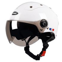 3C certified wild horse electric motorcycle helmet male and female double lenses summer sun protection ultraviolet half helmet grey safety helmet