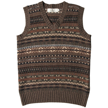 SOARIN retro style Fair Isle sweater vest ຜູ້ຊາຍອັງກິດ Vintage V-neck wool sweater vest vest