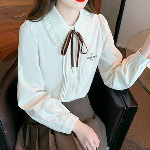 娃娃领长袖衬衫少女春装2026新款初中高中学生甜美日系JK衬衣服