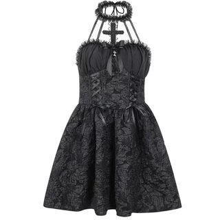 Dark halloween jacquard waist-hugging fluffy skirt