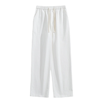 Pure cotton pants mens draped high-end handsome spring summer and autumn thin loose straight wide-leg casual pants for boys