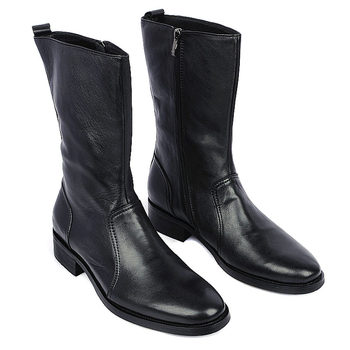 New mid-calf genuine leather men's boots, simple and fashionable cowboy boots