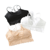 Short lace beautiful back vest womens cup all-in-one anti-exposure tube top bra wrapped bra black suspender anti-transparent inner wear