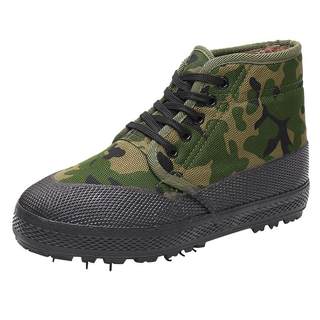 加绒棉鞋工地高帮迷彩胶鞋加厚保暖耐磨解放鞋男工作劳保鞋男冬天