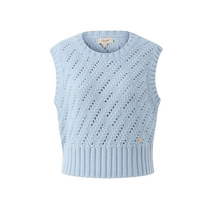 (100% sheep wool) Eland knitted vest womens solid color hollow design vest 24 autumn new style