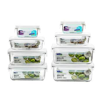 Glasslock Korean tempered glass crisper microwaveable ອາຫານທ່ຽງກ່ອງຕູ້ເຢັນເກັບຮັກສາຫຼາຍຊຸດ