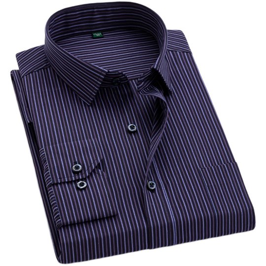 新款夏季商务职业工装休闲纯色男条纹定制长袖衬衫logo银行工作服