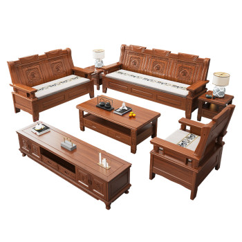 Chinese rosewood solid wood sofa combination living room small apartment three-person winter and summer rural wooden sofa Chinese rosewood solid wood sofa combination living room small apartment three-person winter and summer rural wooden sofa