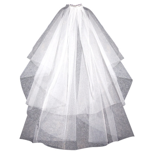 新娘轻婚纱发光小头纱女童超仙森系领证网红拍照道具蝴蝶结头饰