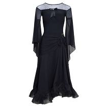 Danbaoluo Brand International National Standard Dance Skirt New Fashion Floating Sleeve Suit Waltz Swing Skirt Black Long Skirt