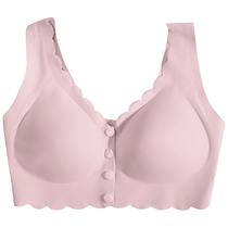 Ice silk mom underwear womens front button bra without rims for middle-aged and elderly women seamless push-up large size bra summer thin