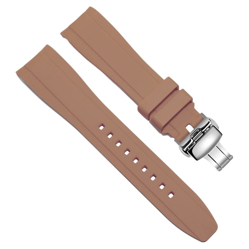 Men's silicone rubber watch strap compatible with multiple brands