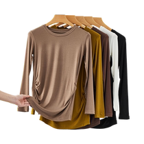 Catman maternity bottoming shirt autumn and winter style warm autumn clothes for inner and outer wear pregnancy tops velvet and thickened maternity clothes