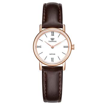 Tianwang watch retro light luxury genuine leather quartz compact women's watch women's 3612 birthday gift for girls
