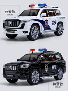 1/24丰田普拉多警车仿真合金越野车模型声光回力儿童玩具男孩摆件