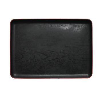 Black tray restaurant rectangular thickened non-slip dining hall imitation wood grain tea cup sushi tray fast food tray plastic japanese style