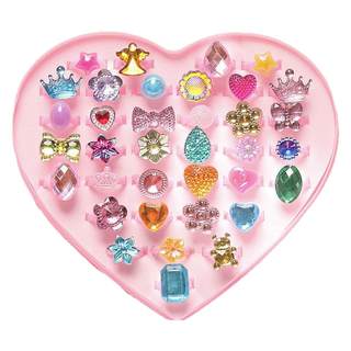 儿童宝石戒指蝴蝶宝宝女童水晶公主首饰品卡通塑料小戒指六一礼物