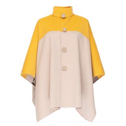 Rongrenjia double-sided cashmere shawl coat mid-length 2024 new style design stand collar cape style woolen coat