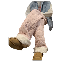 Calabash pattern Northeast down cotton pants mens winter waterproof plus velvet thickened lambswool pants minus 40 degrees cold protection pants