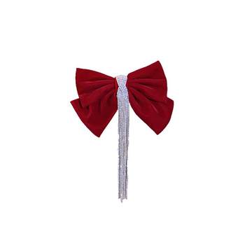 ອຸປະກອນເສີມຜົມເຈົ້າສາວ bow headband hairpin ແມ່ຍິງດູໃບໄມ້ລົ່ນແລະລະດູຫນາວເກົາຫຼີ clip tassel ສີແດງພາກຮຽນ spring clip hairpin ອຸປະກອນຜົມ trendy