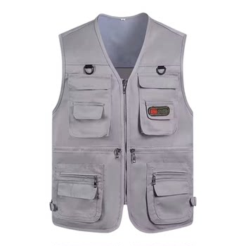 Spring and autumn thick middle-aged and elderly men's vests with multiple pockets for leisure photography, fishing vests, hiking vests, dad's waistcoats