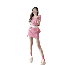 (Fan Welfare Collection) 2024 New Fashion Temperament Slimming Design Niche Pink Shorts Two-piece Set