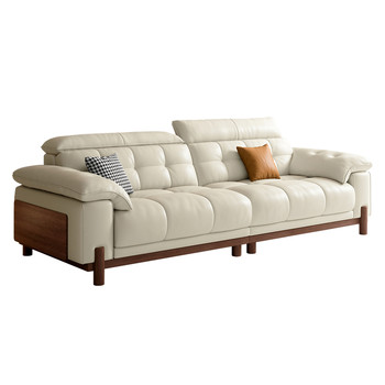 Medieval style leather sofa with adjustable headrest