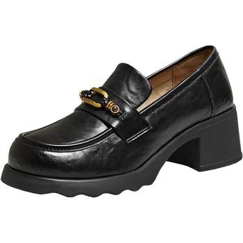 Bestu 2026 spring shopping mall new round toe loafers small leather shoes thick heel women's deep mouth single shoes bv710aa6