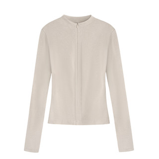 MULVAN 棉棉气泡 半开领拉链长袖针织衫女韩系半高领短款打底上衣