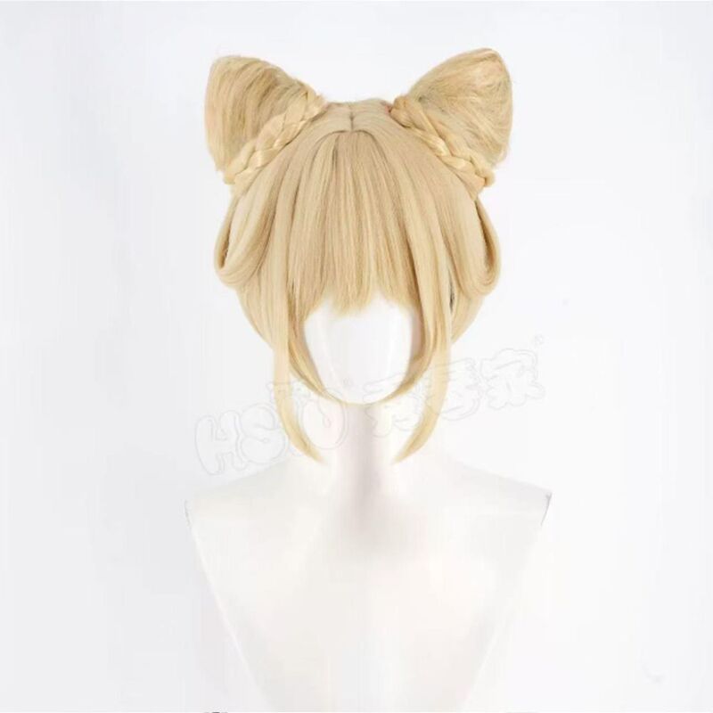 Rose Net Peace Elite Noble Cat Cosplay Wig with Simulated Scalp Top and Two Detachable Braids