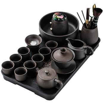 Purple sand jumping knife kung fu tea set 2025 new chinese style ceramic household teapot cover bowl tea cup complete set of tea infuser