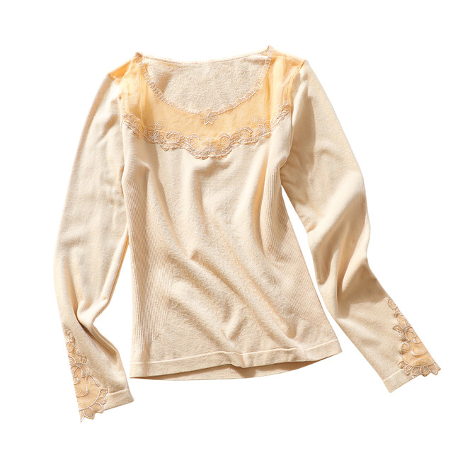Can be worn outside and close-fitting inside, women's thickened thermal tops in autumn and winter, thickened heating fiber wool long-sleeved bottoming shirts