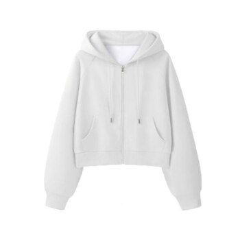 Gray short coat for women 2026 new early autumn women's loose casual zipper hooded cardigan heavy sweatshirt