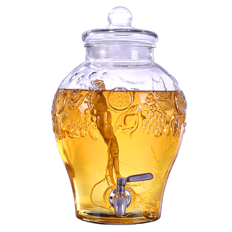 Thickened glass bottle lead-free household sealed jar with faucet