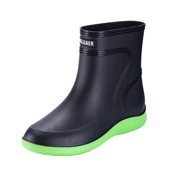 Mid-tube rain boots waterproof men's wet and dry construction site wear-resistant rubber shoes men's summer rain boots non-slip plus velvet water shoes