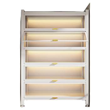 Household steel storage cabinet storage cabinet bedroom storage cabinet bookcase living room balcony floor-standing multi-layer iron cabinet with door