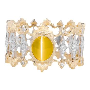 Fashionable and versatile gold-green cat eye ring!